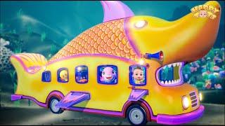 Wheels On The Shark Bus | Shark Bus Song | Popular Nursery Rhymes For Kids | Happy Tots