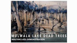 LOOSE WATERCOLOR PAINTING LANDSCAPE Mulwala Lake Trees