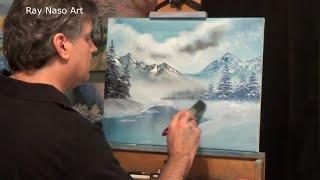 How to Paint "A Blue Winter" - EASY Bob Ross style Winter Painting for Beginners