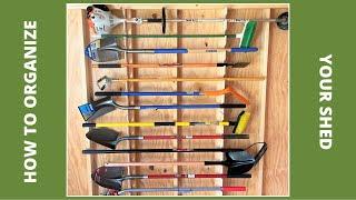 Shed Organization Ideas:  Universal Garden Tool Organizer | Get max storage in small spaces.