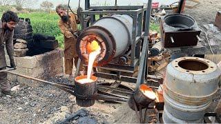 Rebuilding Truck Wheels Brake Drum from Old Diesel Engine Block