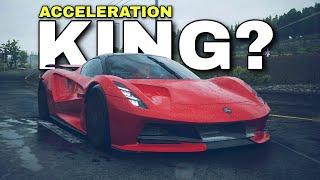 New Acceleration King? NFS Unbound Lotus Evija vs 10 Cars - Acceleration & Average Speed Test