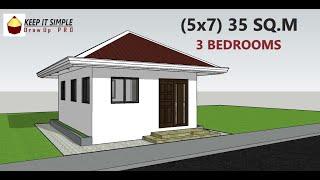 Small House Design with 3 Bedrooms (35sqm)