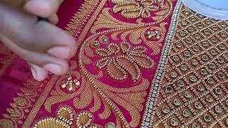 Grand aari bead work blouse design beginner aari work #beginneraariwork #aariworkbymeena