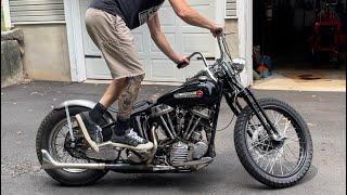 Harley Davidson 1949 Panhead - 1st time riding foot clutch and tank shift.