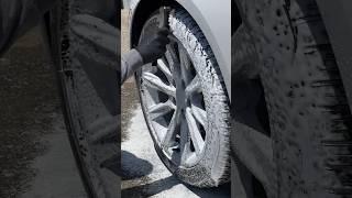 Wheel cleaning action  #asmr #cleaning #detailing #satisfying #trending #carwash #shorts #rad