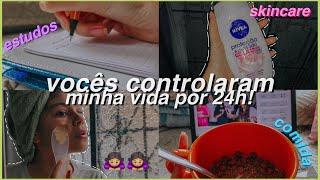 ‍️ vocês controlaram meu dia por enquetes! - *treino, skincare, estudos e mais* (vlog)