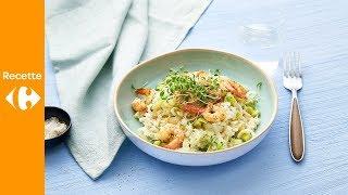 Risotto de poireaux aux crevettes