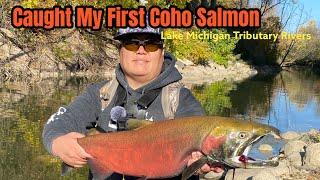 Lake Michigan Tributary Coho Salmon Run Fly Fishing | We Found the Pod | First Coho Salmon Ever!