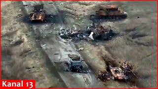 Drone footage shows Russian equipment destroyed on the Kursk death road