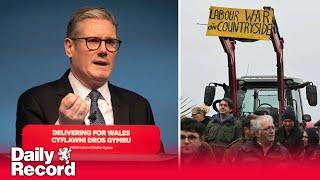 Sir Keir Starmer lauds 'path of change' in speech as farmers protest outside Welsh Labour conference