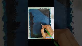 Easy acrylic night sky painting ️/ Night acrylic painting for beginners #art #painting #short #yt