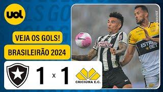 BOTAFOGO 1 X 1 CRICIÚMA - BRASILEIRÃO 2024; VEJA OS GOLS DE TIQUINHO SOARES E FELIPE VIZEU