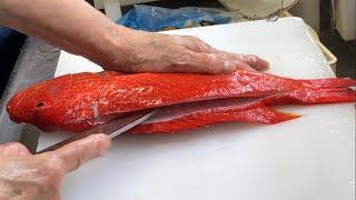 How to Fillet Red Grouper for Sashimi - Seafood in Okinawa Japan