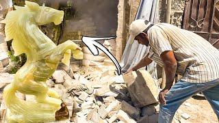 Amazing Worker Horse Making Process in Onyx Marble