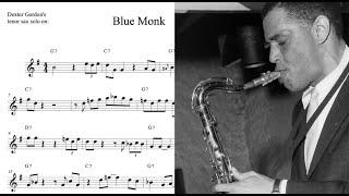 Dexter Gordon's tenor sax solo TRANSCRIPTION on 'Blue Monk' (Bb)