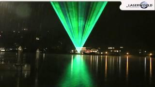 Laser show demonstration over a lake somewhere in Bavaria | Laserworld