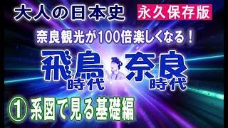 【日本史】飛鳥・奈良時代1/5 基礎編。系図で全体像を見てみましょう。大人の日本史：昔習った歴史を思い返しながら、奈良の名所・旧跡をご案内。これで奈良観光が100倍楽しくなること間違いなし【奈良観光】