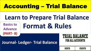 Trial Balance | How to record from Ledger to Trial Balance | Format & Rules | Accounting