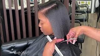 Silk Press and Bob Cut on Natural Hair