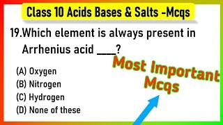 acids bases and salts class 10 mcq | Acids Bases and Salts MCQ| Class 10 Science Chapter 2