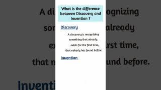 What is the difference between Discovery and Invention?  || #shortsvideo  #trending  #viral #shorts