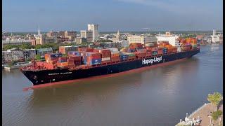 Container Ship "BREMEN EXPRESS" Leaving Harbor in Savannah Georgia 4/6/2023