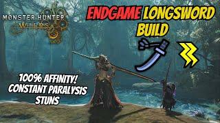 END GAME LONGSWORD BUILD 100% Affinity + Paralysis | Monster Hunter Wilds