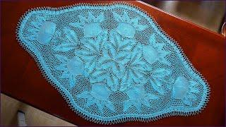 Knitting a turquoise or yellow doily. Corner. Part 12.