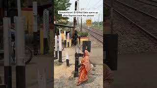 Conventional Rail gate of ️️Rail gate opensAfter Express train has crossed