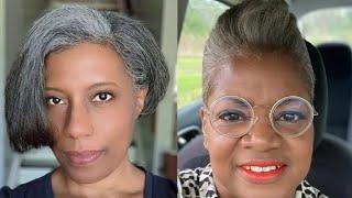 Black Women With Simple Stylish Natural Salt And Pepper Hair styles