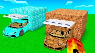 GARAGEM DO CARRO DE DIAMANTE vs GARAGEM DO CARRO DE TERRA no MINECRAFT