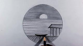 Circle drawing - easy circle drawing - pencil drawing - easy scenery drawing - easy drawings