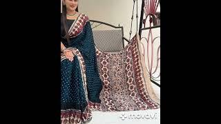  AJRAKH PRINT WITH BANDHANI MODAL SILK SAREE 