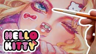 Drawing Semi Realistic Style | HELLO KITTY Makeup  Inspired #hutachan