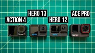 GoPro Hero 13 vs Hero 12 vs DJI Action 4 vs Insta360 Ace Pro