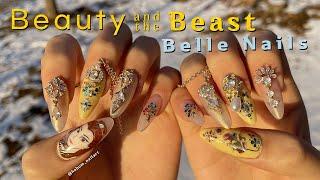 Eng) 디즈니 '미녀와 야수' 벨 공주 네일 Disney Princess Belle nails tutorial