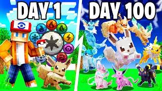 I Spent 100 DAYS as an EEVEELUTION TRAINER in Pokémon Minecraft Vs my Rival! (Duos Cobblemon)
