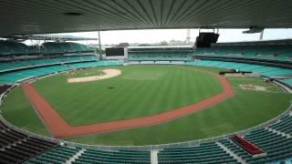 Sydney Cricket Ground transformation to baseball field - time lapse