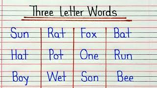 Learn and write three letter words in english | 3 letter words handwriting practice on 4 line page