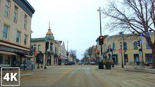 Historic Downtown Waukesha Driving Tour on a Gloomy Day | Small Town America | 4K Waukesha, WI Tour