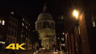 London Walk: St Paul's Cathedral at Night | via Millennium Bridge【4K】