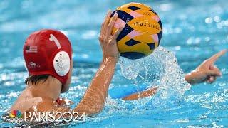 U.S. keeper Weinberg sends it the length of the pool for a GOALIE GOAL | Paris Olympics | NBC Sports