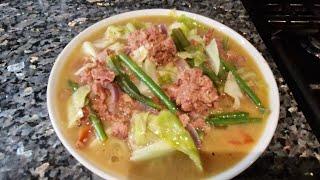 Preparing slicing the vegetables and Cooking# Trending Cornbeef Sinigang#Pinoy Food#Highlights