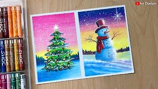 Christmas Drawing with Oil Pastel - for Beginners Step-by-Step