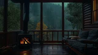 Quiet Forest Room Ambience: Rain, Fireplace & Thunderstorm Sounds to Sleep Instantly, Relax