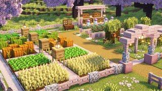 [Minecraft] How to Build a Cherry Blossom Farm / Crop Field / Tutorial