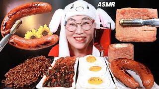 ASMR MUKBANG 짜파구리, 킬바사소세지, 치즈 통스팸 먹방!! Black Noodles, Sausage, Cheese Spam EATING SOUNDS