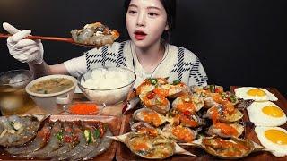 SUB)Soy Sauce Marinated Crab and Shrimp with Rice and Fried Eggs Mukbang Asmr Eating Sounds