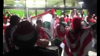 Hungarian ice hockey fans after their team lost to Slovenia
